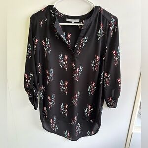 Daniel Rainn black with floral print women’s 3/4 sleeve blouse - Size S